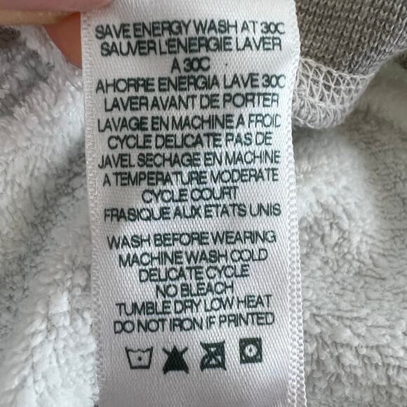 SUNDRY White Round Neck Drop Shoulder Sweatshirt Gray Trim Pullover Cotton 2 M - Picture 8 of 8